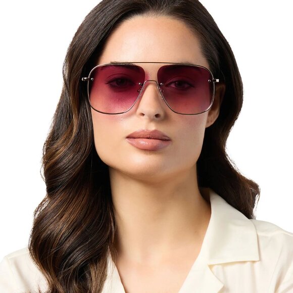 DIFF - Iconica Polarized Cynthia Sunglasses in Gold with Wine Gradient Lenses - Picture 6 of 12
